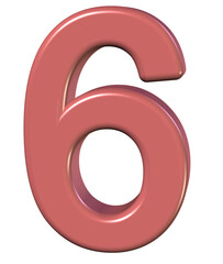 3d red number 6