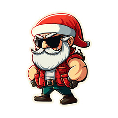 Cool Santa, christmas sticker, in vector for illustrations