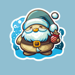 santa claus, christmas sticker, sticker in vector for illustrations