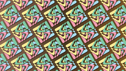 Ice cream palette colored geometrical pattern background with decorative ornamental bright illustrations / Desktop, wallpaper, texture, decoration