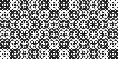 Checkerboard pattern with rhombuses and squares inside each cell. Vector for print and different design.