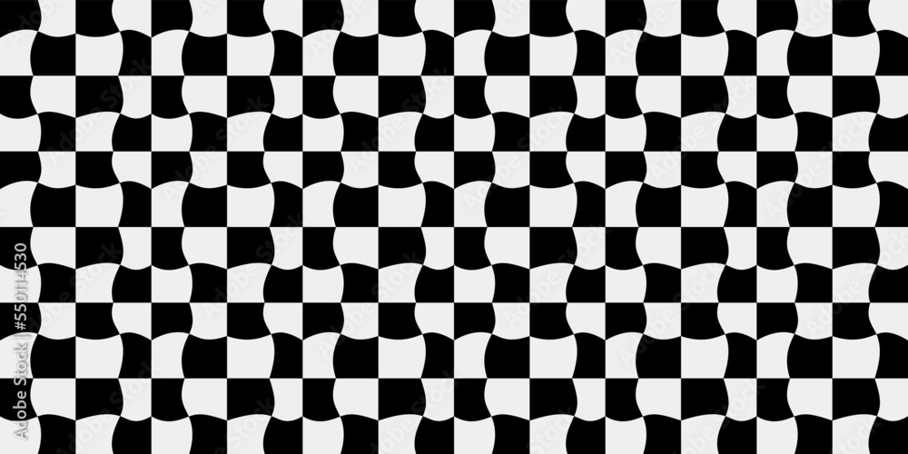 Aufkleber chess distorted black and white pattern. print and stylish interior design. seamless vector decor pa