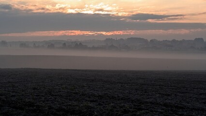 misty morning in a czech countryside landscape