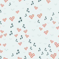Seamless vector pattern with doodle hearts. Texture for Valentine's Day