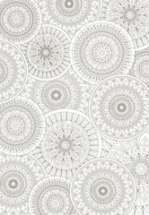 Abstract coloring page for adults with boho circle elements