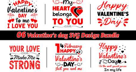 Happy Valentine's Day SVG vector template design Bundle for print on t-shirts, shirts, bags, caps, mugs, and sale badges.