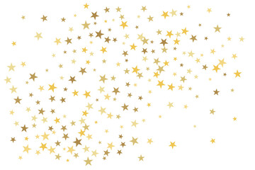 Star confetti. Gold casual confetti background. Bright design pattern.