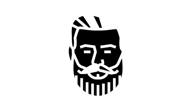 imperial beard hair style glyph icon animation