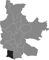Black flat blank highlighted location map of the GROSS GAGLOW DISTRICT inside gray administrative map of COTTBUS, Germany