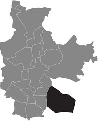 Black flat blank highlighted location map of the KAHREN DISTRICT inside gray administrative map of COTTBUS, Germany