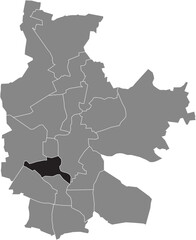Black flat blank highlighted location map of the SPREMBERGER VORSTADT DISTRICT inside gray administrative map of COTTBUS, Germany