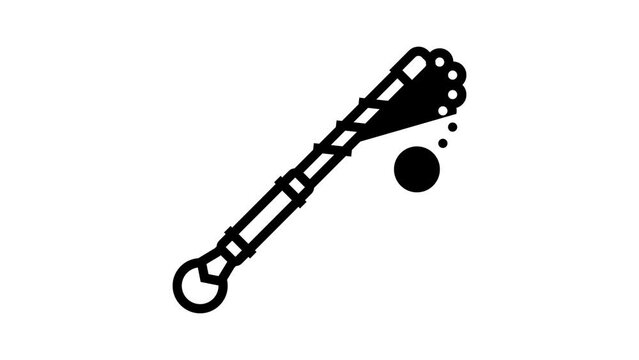 flail medieval weapon line icon animation