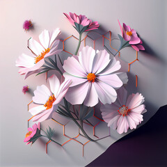 Pink Cosmos Flowers Made out of Rigid Paper
