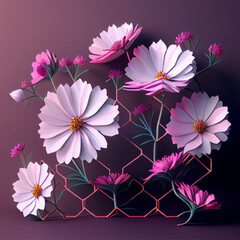 Pink Cosmos Flowers Made out of Rigid Paper