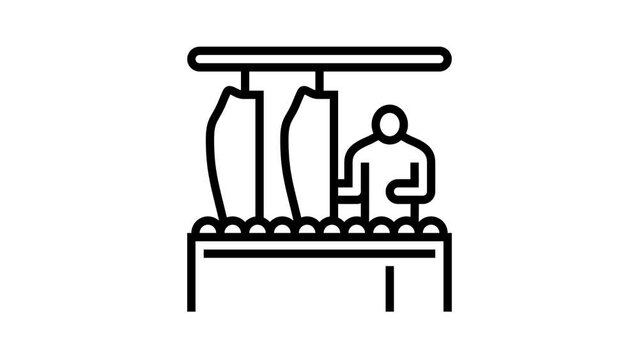 processing plant salmon line icon animation