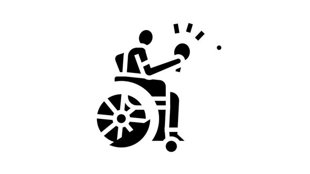 ping pong handicapped athlete glyph icon animation