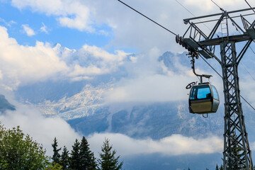 Overhead cable car to First mountain, Grindelwald, Switzerland