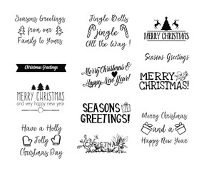 set, collection of christmas greetings, messages for cards and web vectors 