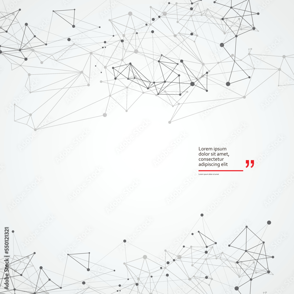 Poster Abstract background with dotted grid. Connected lines and cells. Modern digital atom biology structure