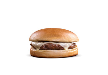 delicious fast food cheeseburger isolated on transparent background
