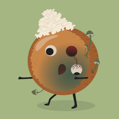 isolated cute zombie pie in cartoon style. simple.