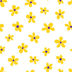 bright yellow flowers forming seamless pattern