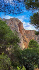 Fototapeta na wymiar The Kings Little Path. The Famous Walkway Along the Steep Walls of a Narrow Gorge in El Chorro.