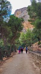 Caminito Del Rey, Spain, November 25, 2022: Visitors Walking Along the Worlds Most Dangerous Footpath Reopened in May 2015. Ardales, Spain.