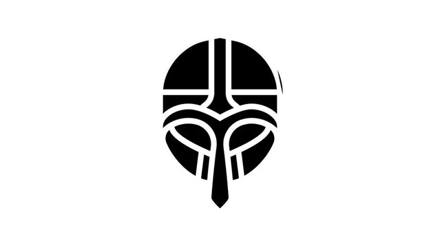 helmet viking nordic line icon animation