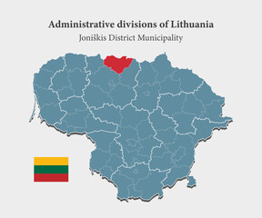 Fototapeta premium Vector map Lithuania and district Joniskis