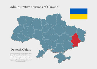 Vector map Ukraine and Donetsk oblast