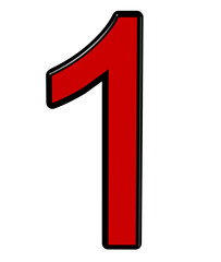 3d number 1 in red
