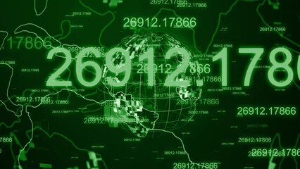 Technology green coding particle hologram earth