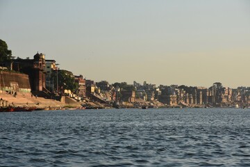 Fototapeta premium Panoramic view of Varanasi Ghats
