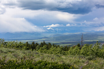 View of Alberta's Rocky Mountains and Eastern Slopes from Beauvais Lake Provincial Park