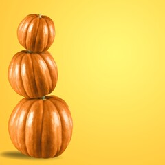 Tower of  ffresh ripe pumpkins.Thanksgiving day or Halloween