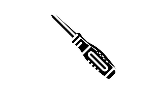 screwdriver carpenter professional tool line icon animation