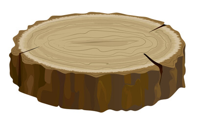 A round cut of a tree, a wooden bar is an element of decor and design