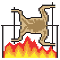 Obraz premium Roasted lamb pixel art over the coals of the grill. Vector illustration.