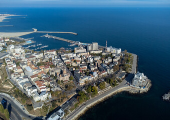 Fototapeta premium Landscape of Constanta city - Romania seen from above