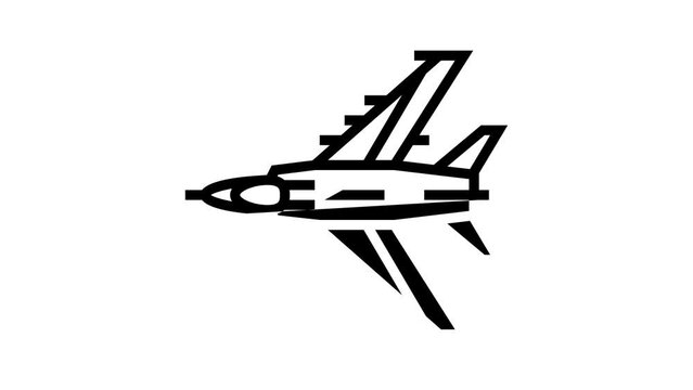 military airplane aircraft line icon animation