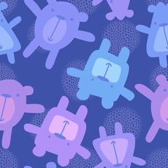 Cartoon toys animals seamless fluffy bears pattern for wrapping paper and fabrics and kids clothes print