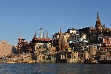 Panoramic view of Varanasi Ghats