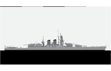 Fototapeta premium VITTORIO VENETO 1940. Italian Regia Marina battleship. Vector image for illustrations and infographics.