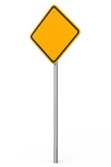 Road traffic signs on pole isolated on white background.