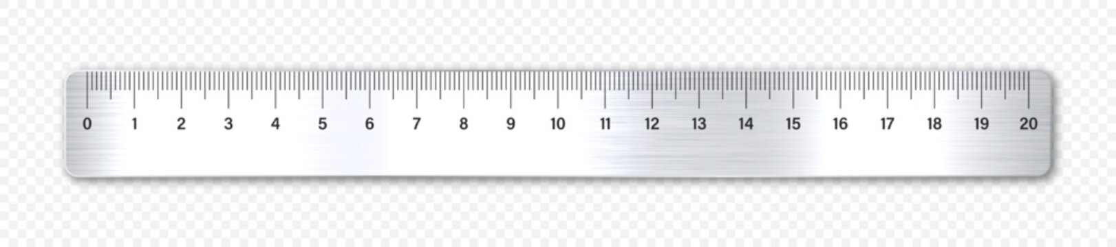 Realistic Metal Ruler of 30 Centimeters and a Metal Ruler of 12