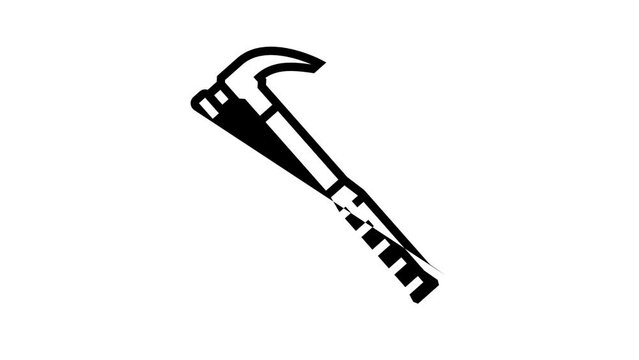 claw hammer tool line icon animation