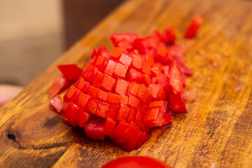 diced tomatoes ready to cook
