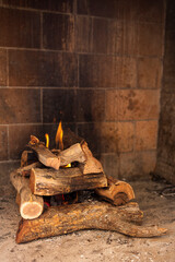 Bonfire lit for the future cooking of an Argentine barbecue