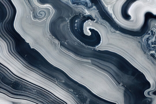 Luxurious navy blue ink marble-like abstract texture with golden dust and agate stone swirls and veins - Powered by Adobe